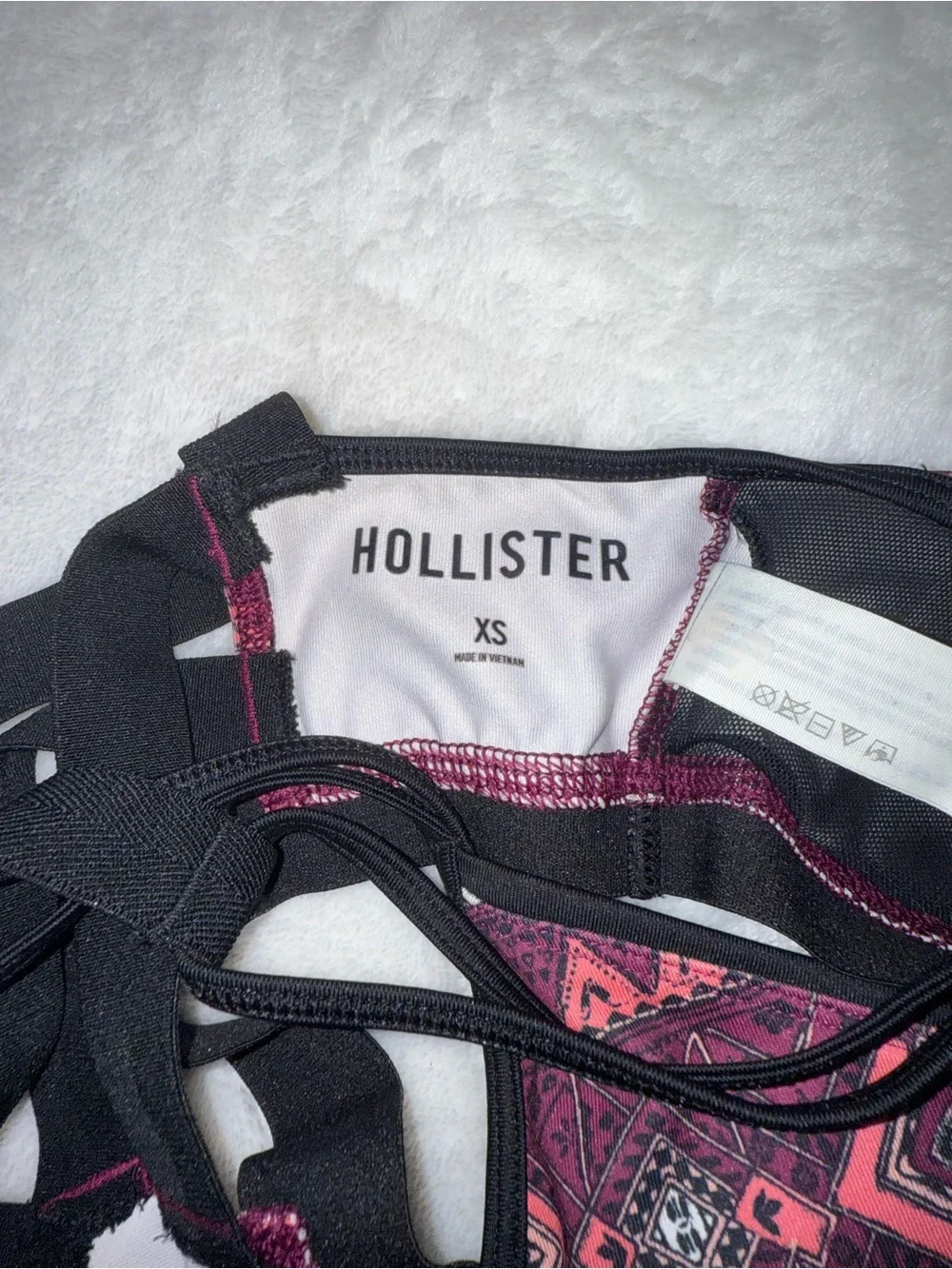 Hollister Pink & Black Geometric Strappy Sports Bra